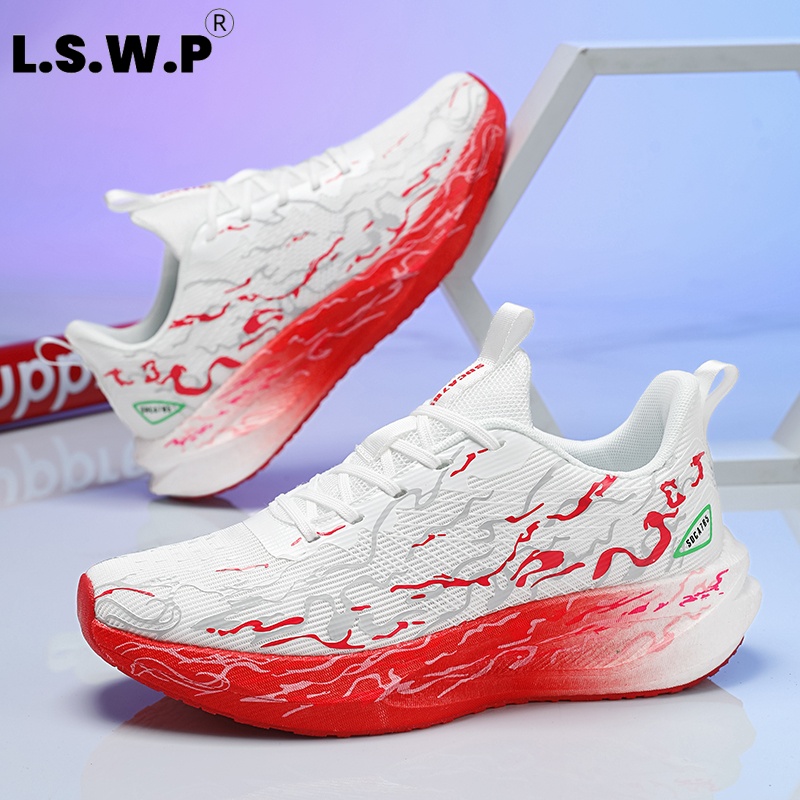 Knit Fabric Lace Up Sneakers - Kadın spor ayakkabıları, yastıklı ve dayanıklı,