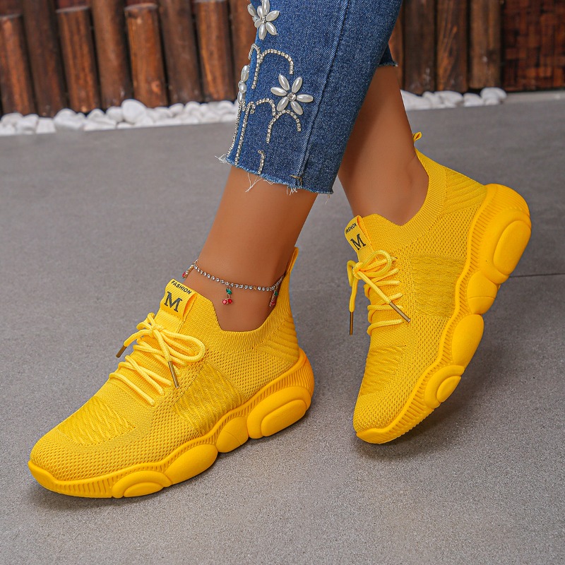 Kadın Spor Ayakkabıları Yeni T - Knit Fabric Lace Up Sneakers incelemesi ve fiyatı